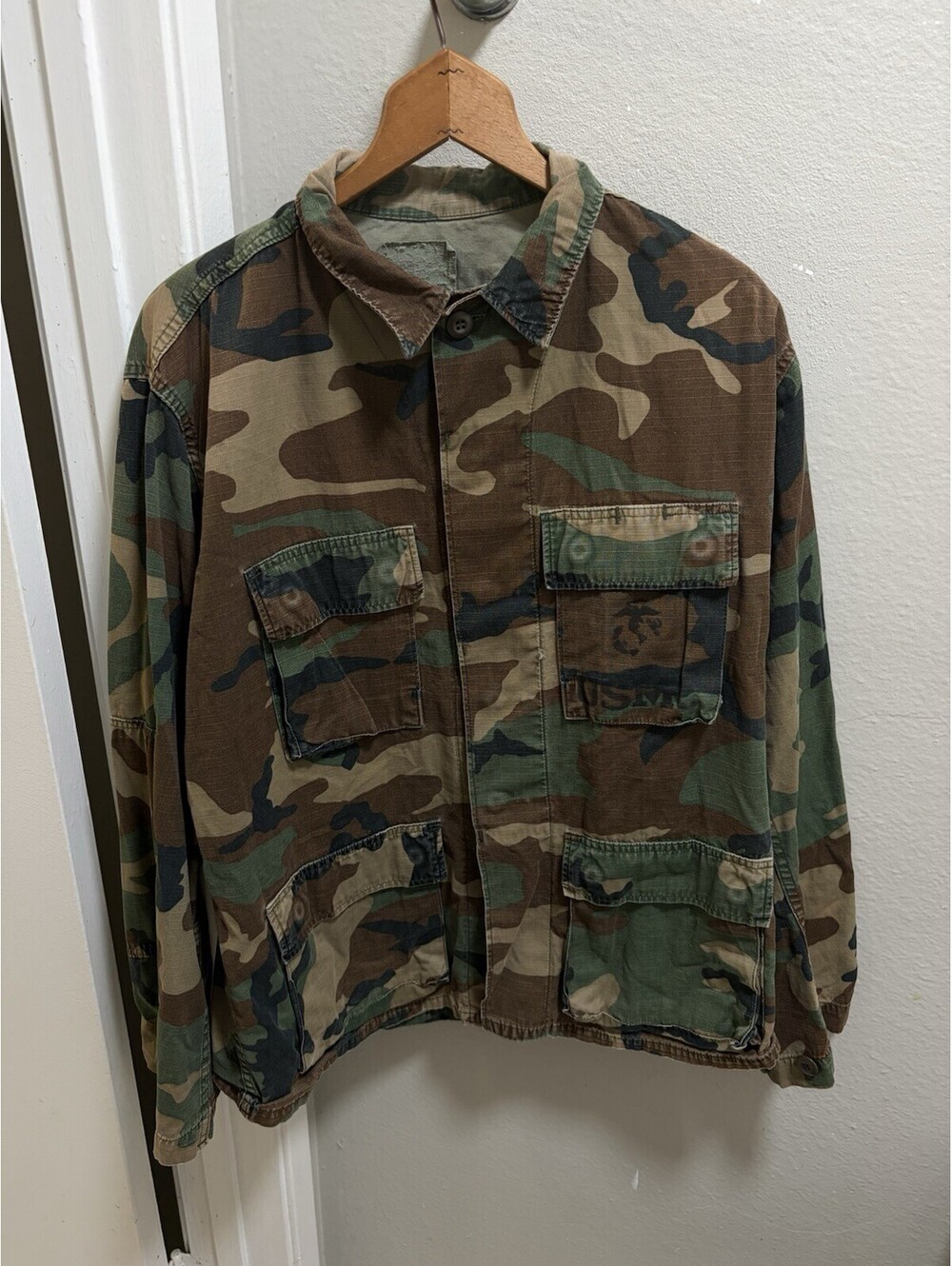 Vintage 90s USMC Woodland Camo BDU Jacket Sz M U.S. Marines